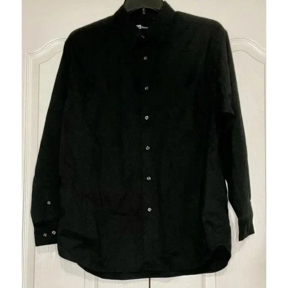 Blue Generation Men’s Large Long Sleeve Black Work Shirt‎ BG-7218